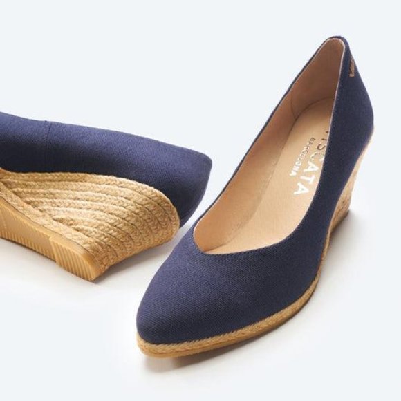 NWOB Viscata Roses Canvas V Cut Espadrille Wedges - Picture 3 of 3